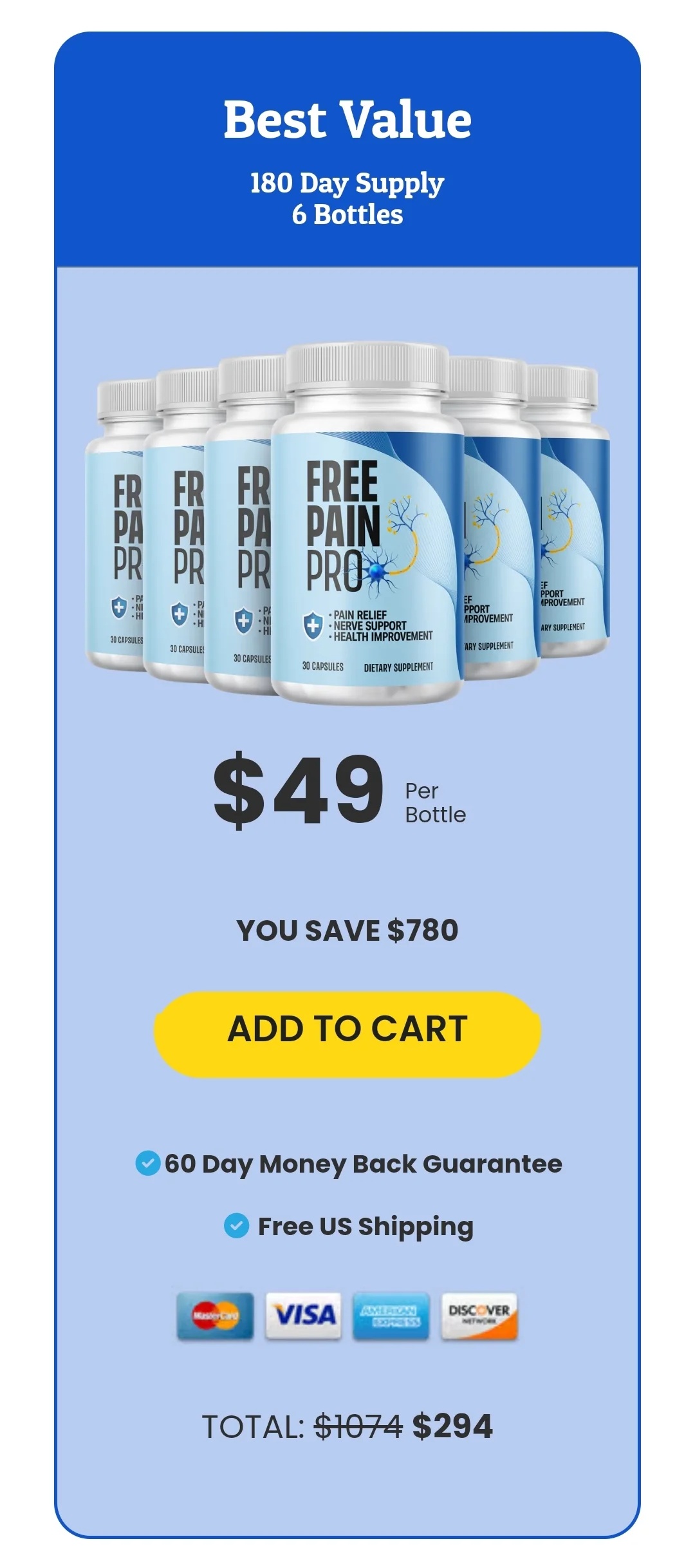 Free Pain Pro 6 bottles pricing